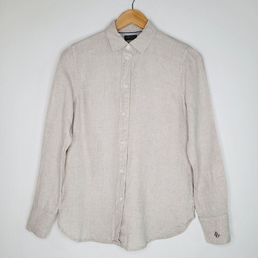 J. Crew Factory Women's Light Beige Button-Down Linen Shirt
